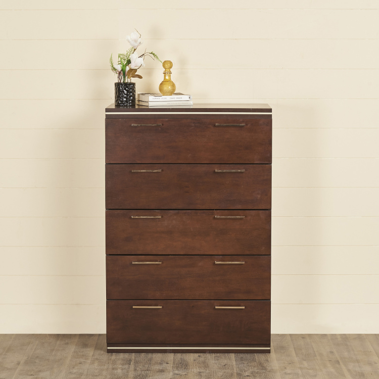Valencia Brown Compressed Wood Chest of 5 Drawers