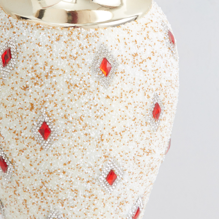 Vintage Rendition Round Single Pc. Beaded Vase - Ceramic - Multicolour