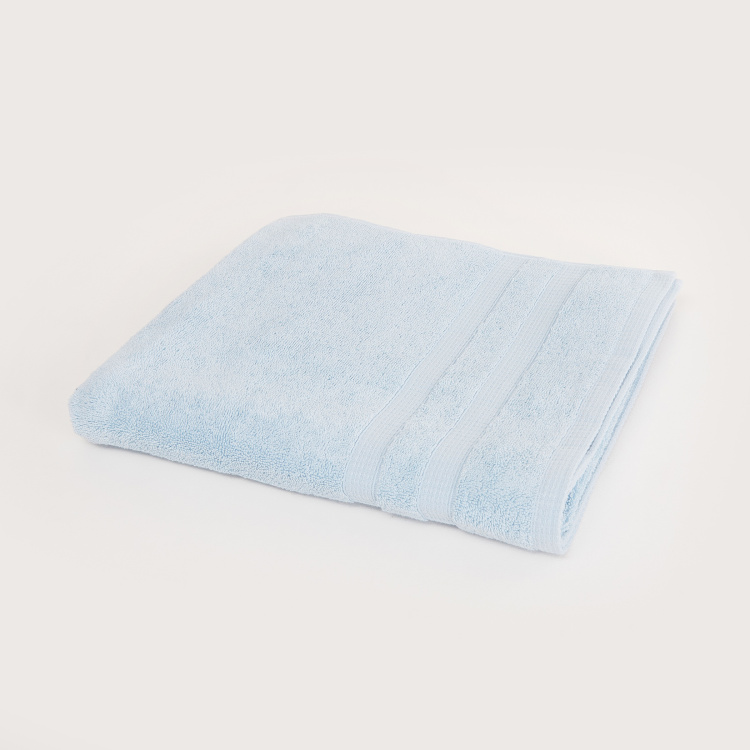 Organic Plush Solid Single Pc. Bath Towel - 70 cm x 140 cm - Cotton - Blue - 550GSM