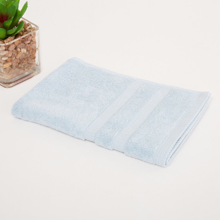 Organic Plush Solid Single Pc. Hand Towel - 40 cm x 60 cm - Cotton - Blue - 550GSM