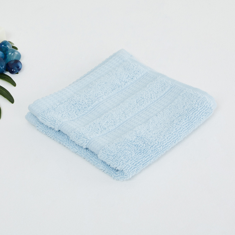 Organic Plush Solid Single Pc. Face Towel - 30 cm x 30 cm - Cotton - Blue - 550GSM