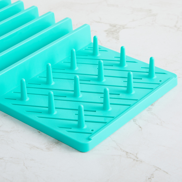 Mandarin Blue Printed Micro Fiber Dish Drying Mat With Dish Rack