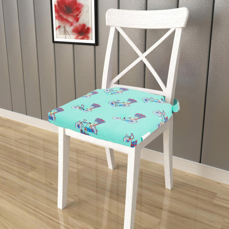 Poise Retro Printed Foam Chair Pad with Skirt - 40 x 40 cm