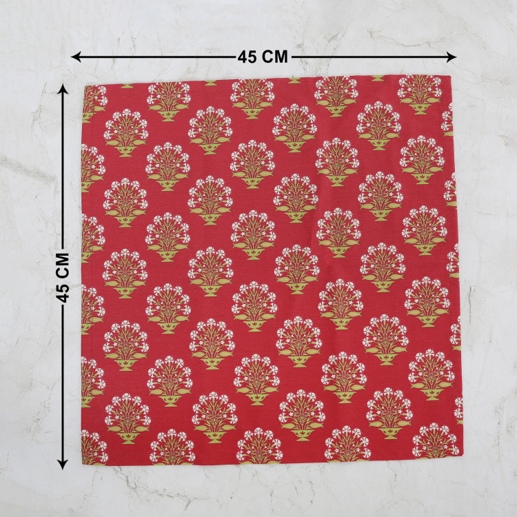 Meadows Printed Napkins  - Cotton -  Oven Napkins - 45 cm  L x 45 cm  W - Red