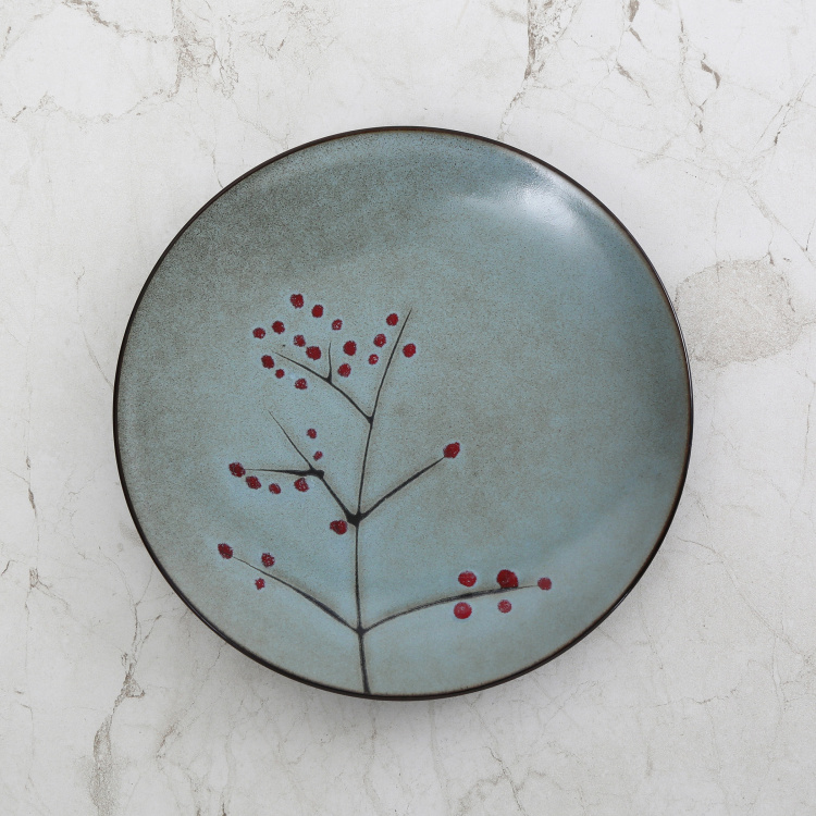 Bernina Floral Side Plate - Stoneware - Side Plate 1.5 cm  H x 20 cm  diameter -Grey