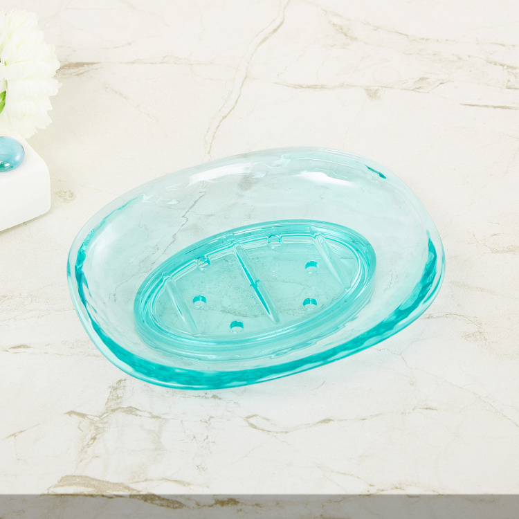 Mandarin Solid Polypropylene Oval Soap Dish  : 13.5 cmL x 11 cmW  Blue