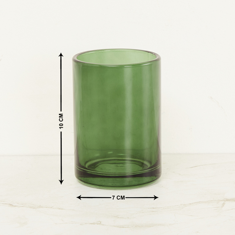Wilderness Solid Glass Cylindrical Tumbler  : 7 cmL x 7 cmW x 10 cmH  Green