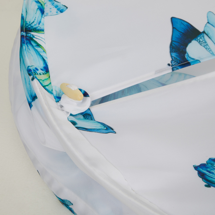Mandarin Printed Polyester Round Mirror  : 40 cmL x 3 cmW x 50 cmH  White
