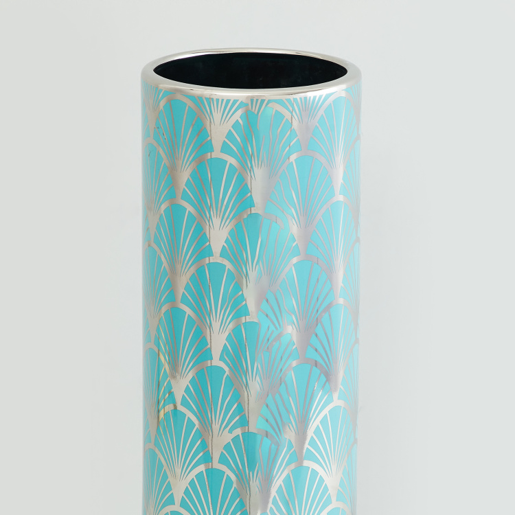 Galaxy Printed Ceramic Round Decal Vase - 14 cm L x 14 cm W x 38 cm H