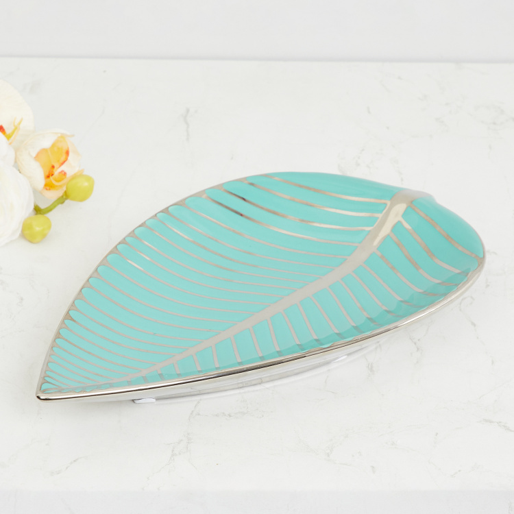 Country Living Textured Oblong Single Pc. Leaf Platter - Stoneware - Multicolour
