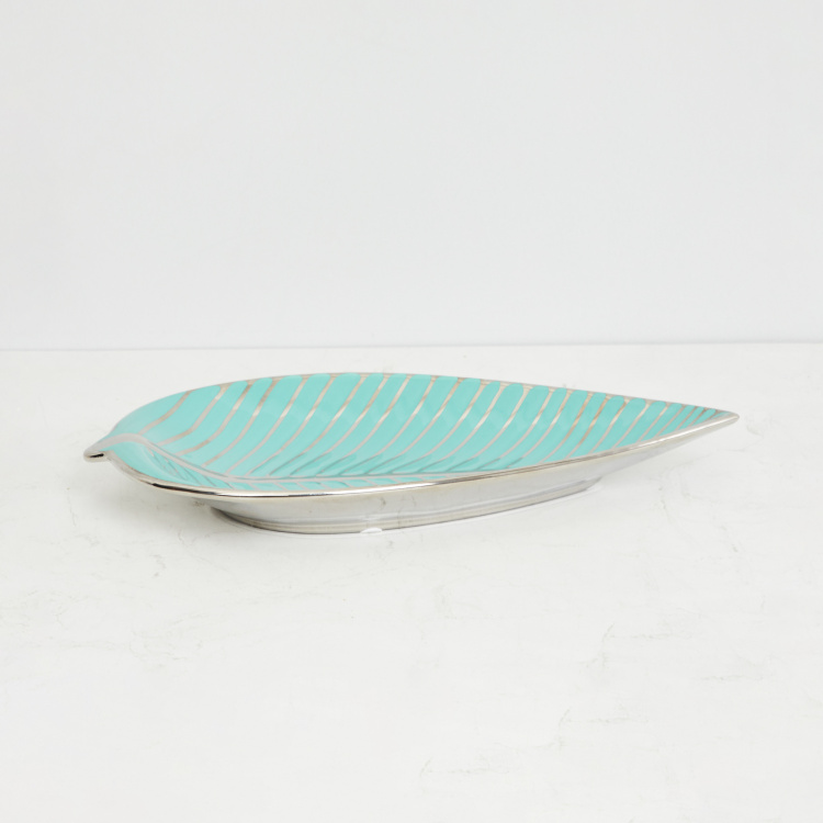 Country Living Textured Oblong Single Pc. Leaf Platter - Stoneware - Multicolour