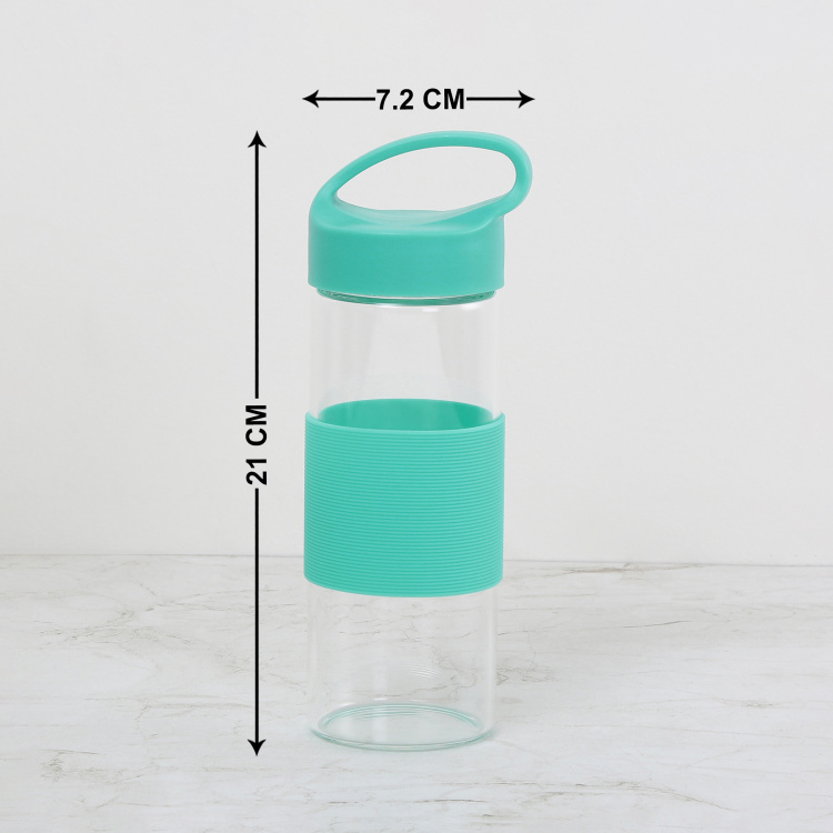 Atlantis Solid Bottles  - Glass - Single Borosilicate with Silicone Sleeve - 21 cm  H x 7.2 cm - 400ml - Green