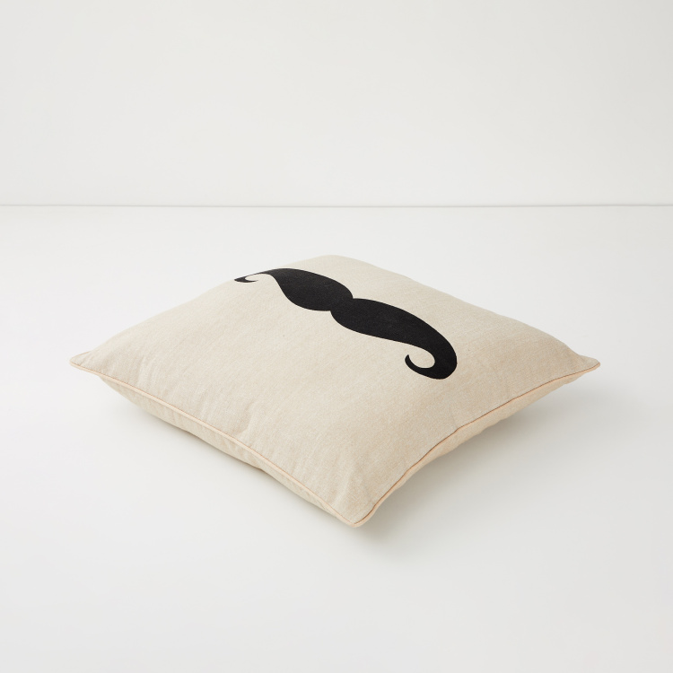 Laurel Moustache Print Filled Cushion - 46 x 46 cm