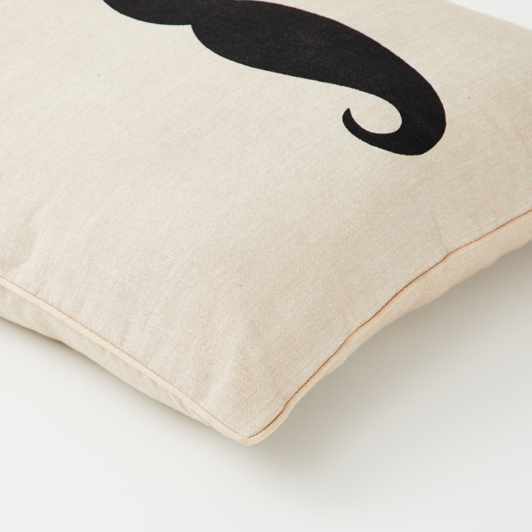 Laurel Moustache Print Filled Cushion - 46 x 46 cm