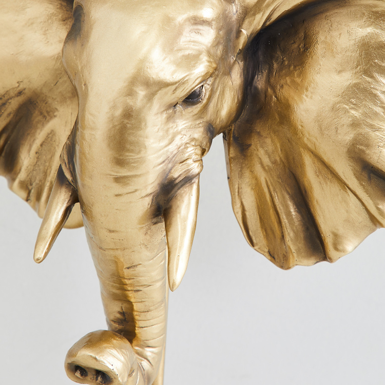 Jaguar Polyresin Elephant Head On Stand Figurine - 24.1 cm L x 8.5 cm W x 27 cm H