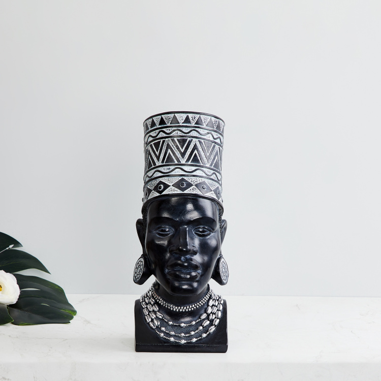 Tribal Printed Lady Head Figurine
