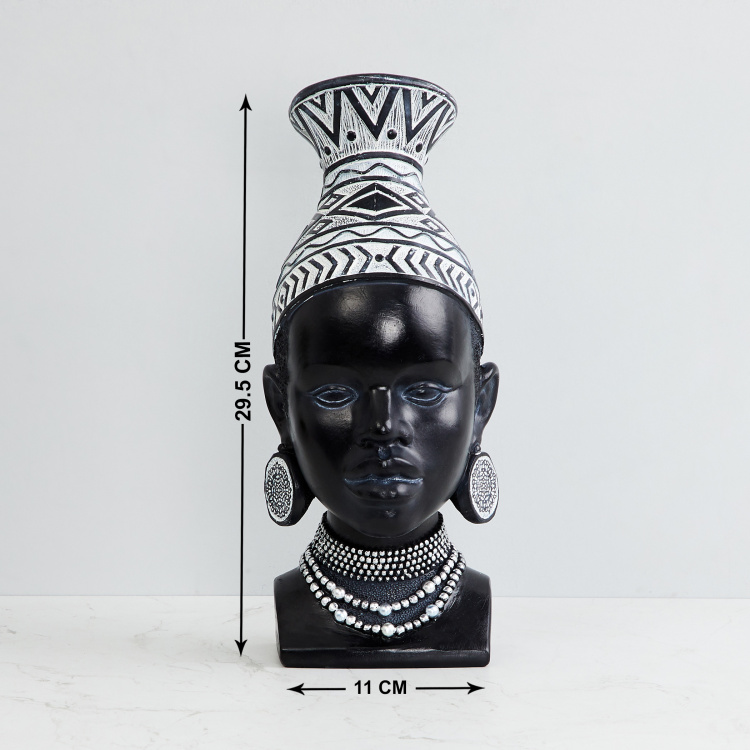 Tribal Monochrome Lady Head Figurine