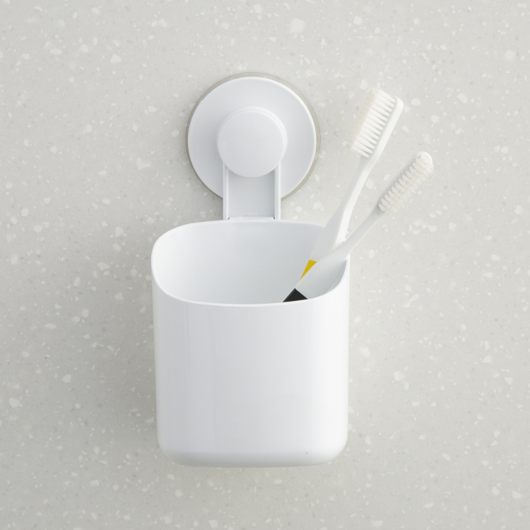Orion Solid 1 Single Pc. Tooth Brush Holder - 9 cm x 8.5 cm x 17 cm - Plastic - White