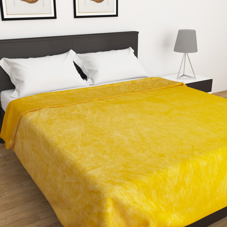 Colour Connect Textured Polyester Double Blanket  : 240 cm x 200 cm Yellow