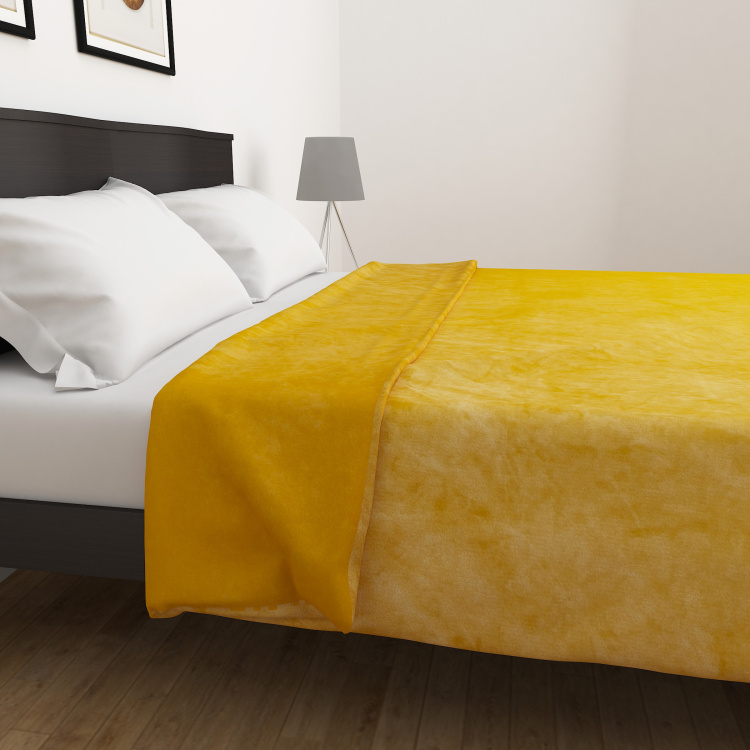 Colour Connect Textured Polyester Double Blanket  : 240 cm x 200 cm Yellow