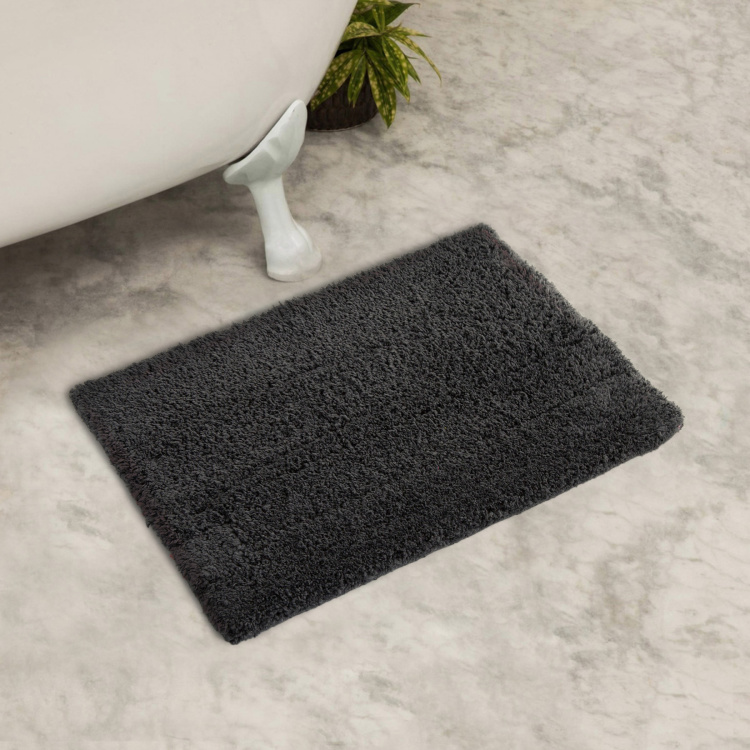 Colour Connect Solid Polyester  Bath Mat  : 60 cmL x 40 cmW  Grey