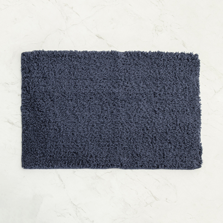 Colour Connect Solid Polyester  Bath Mat  : 60 cmL x 40 cmW  Blue