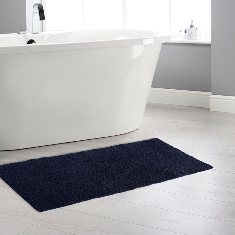 Colour Connect Solid Polyester  Bath runner  : 130 cmL x 45 cmW  Blue