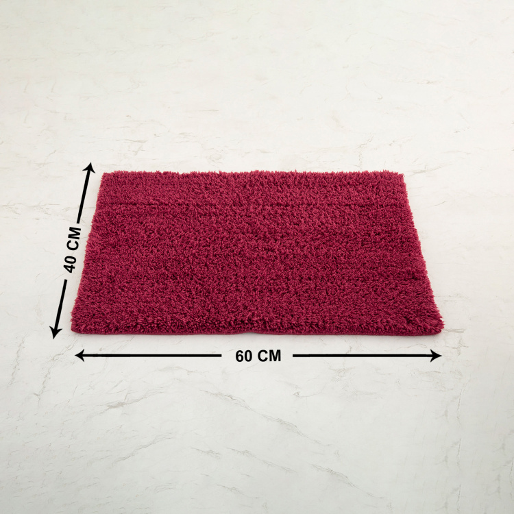 Colour Connect Textured Single Pc. Bath Mat - 60 cm x 40 cm - Polyester - Red