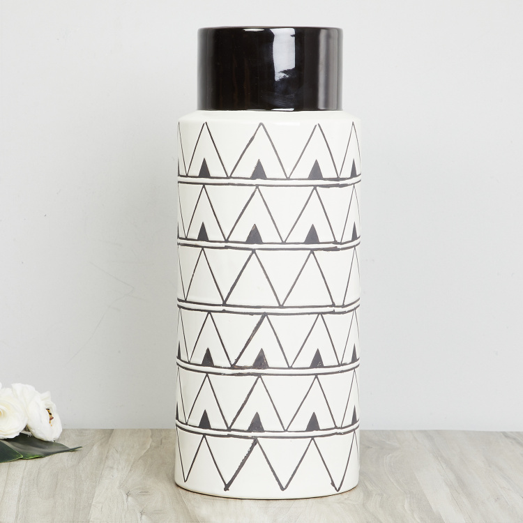 Tribal Zig-Zag Decal Patterned Vase