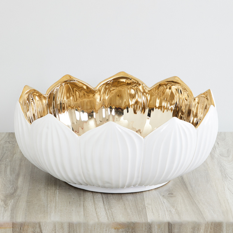 Eternity Solid Single Pc. Lotus Decorative Bowl - Stoneware - Multicolour