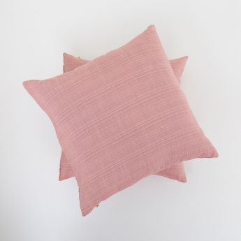 Colour Connect Polyester Textured Cuhsion Covers - Set of 2 - 40 x 40 cm Peach