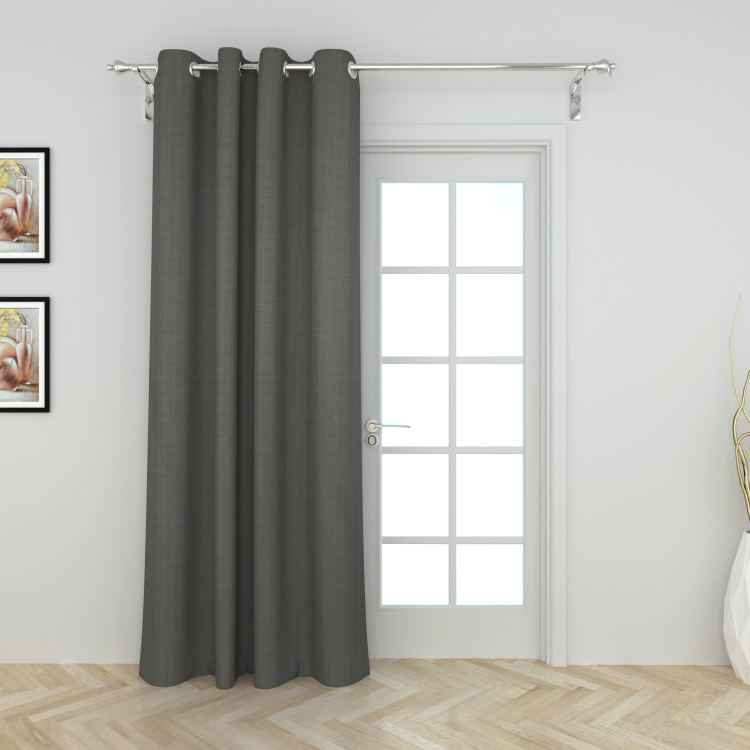 Marshmallow Textured Door Curtains - Single Pc - 225 cm X 110 cm - Polyester  - 225 cmL X 110 cmW - Grey