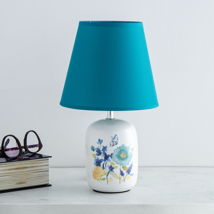 Beam Riley Floral Print Ceramic Table Lamp - 19 cm L x 10 cm W x 34.5 cm H