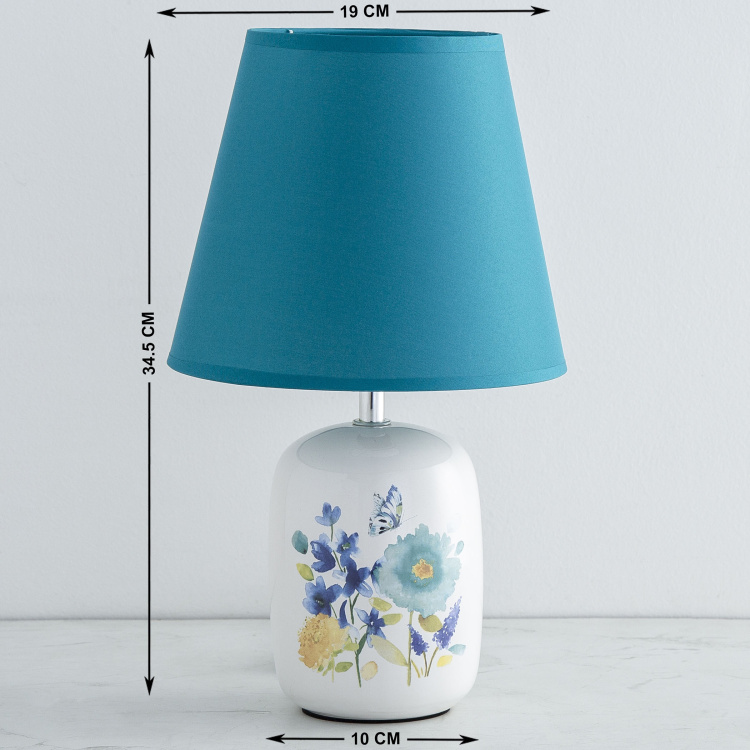 Beam Riley Floral Print Ceramic Table Lamp - 19 cm L x 10 cm W x 34.5 cm H