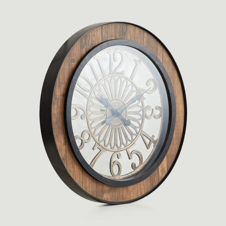 Casablanca Wooden Finish Round Plastic Wall Clock - 50 cm