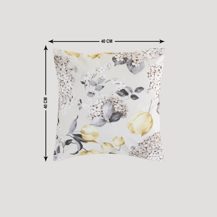 Lavish Floral Polyester Cushion Covers  : 40 cm x 40 cm White