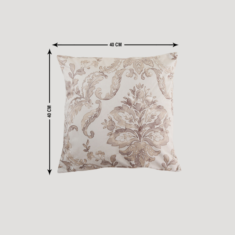 Lavish Printed Cushion Covers - Set Of 2Pcs -  40 cm X 40 cm - Cotton - 40 cmL X 40 cmW - Beige