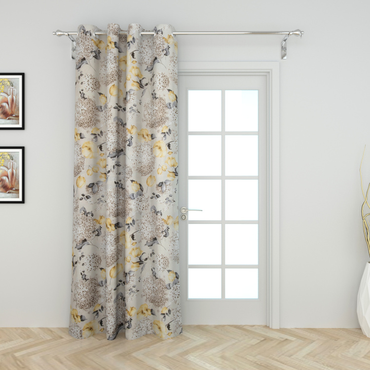 Lavish Floral Print Semi-Blackout Door Curtain - 135 x 225 cm