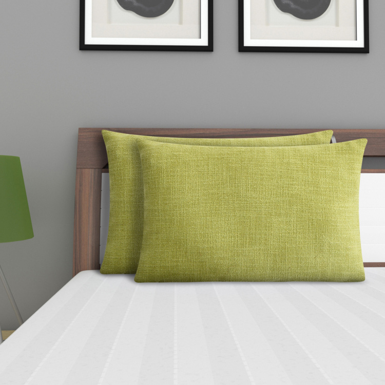 Colour Connect Plumon Green Textured Cushion Covers - 50x30cm - Set of 2