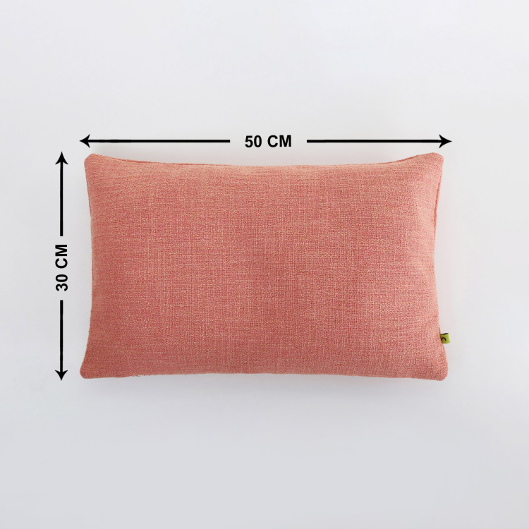 Colour Connect Plumon Solid Polyester Cushion Cover  : 50 cm x 30 cm Peach