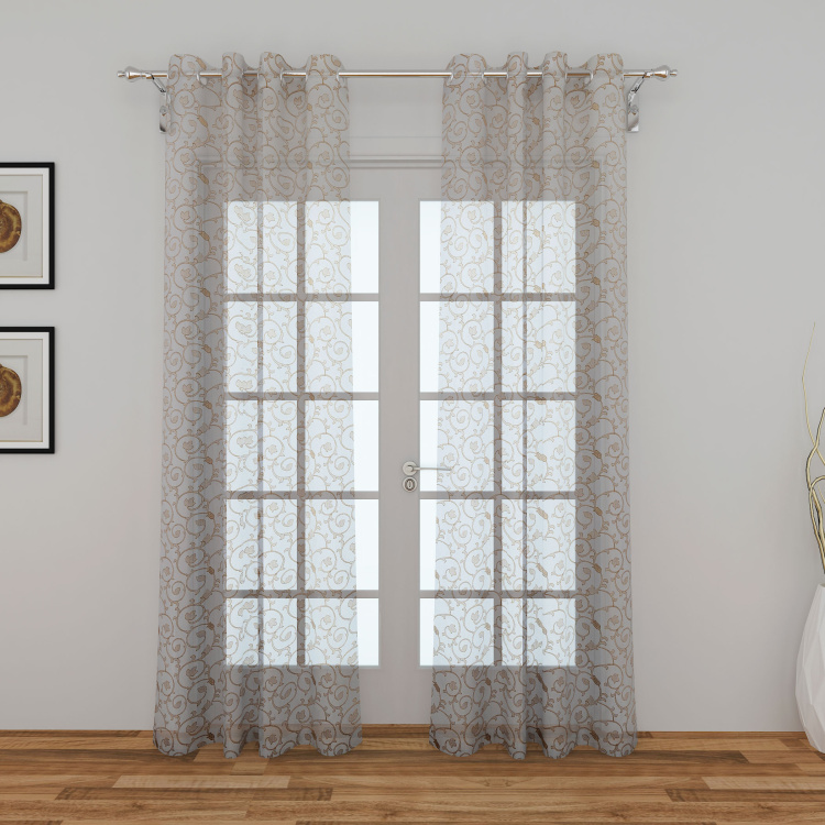 Crystal Baroque Printed Sheer Door Curtain- 110 x 225 cm