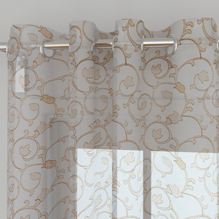 Crystal Baroque Printed Sheer Door Curtain- 110 x 225 cm