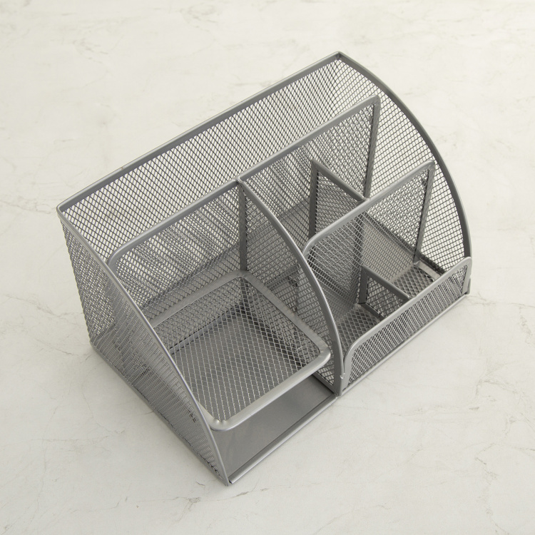 Orion Isabel Grey Solid Metal rectangle Desk Organizer  : 22 cmL x 14 cmW x 13.5 cmH  Grey
