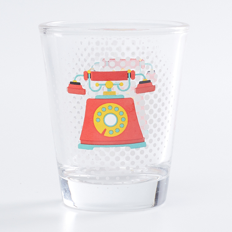 Raisa Found Object Transparent Printed Shot Glasses - 57ml - Set of 6