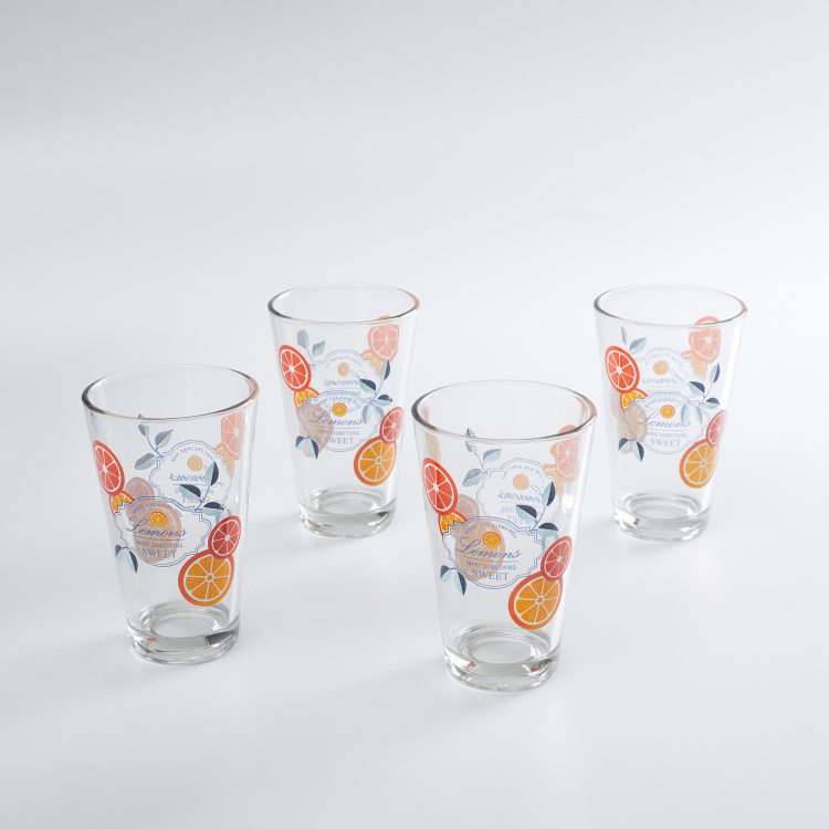 Raisa-Fruit Saga Printed Glasses & Tumblers - Glass - Juice - Glass - 12.6 cm H x 8.3 cm - Transparent