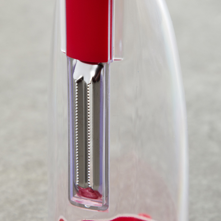 Rosemary Printed Graters and Peelers - Glass - Peeler with Storage 5.4 cm  L x 20 cm  H -Red