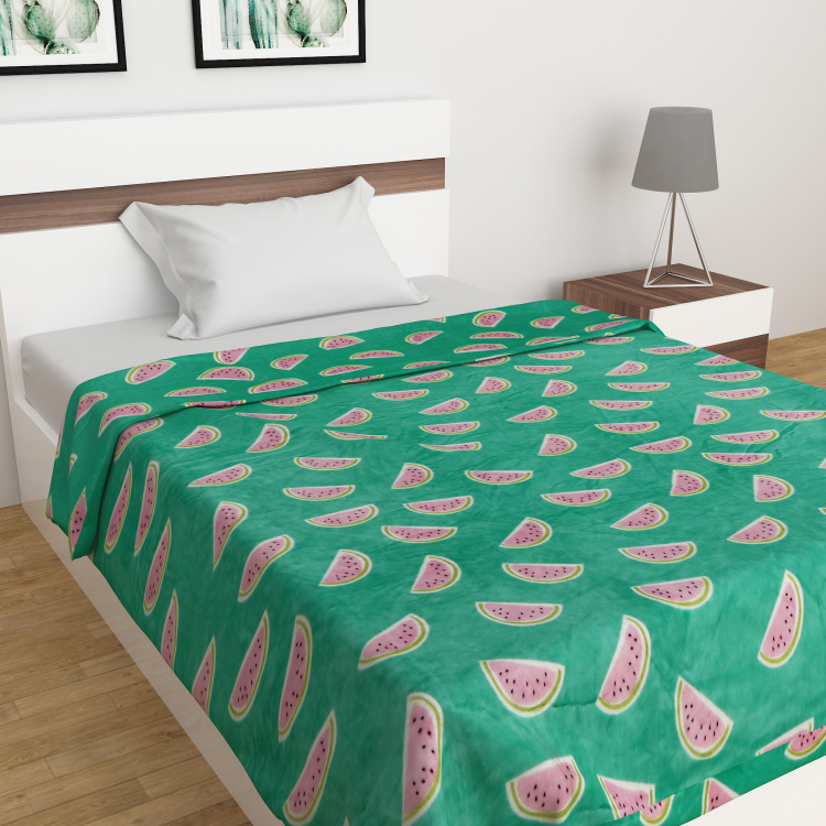 Slate Watermelon Print Single-Bed Flannel Blanket -  130 x 180 cm