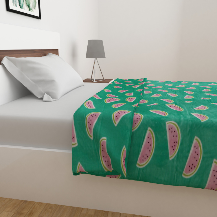 Slate Watermelon Print Single-Bed Flannel Blanket -  130 x 180 cm