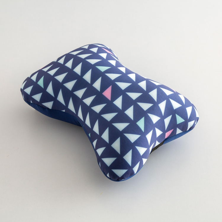 Travel Hexa Geometric Polyester Bone Pillow  : 27 cm x 18 cm Multicolour