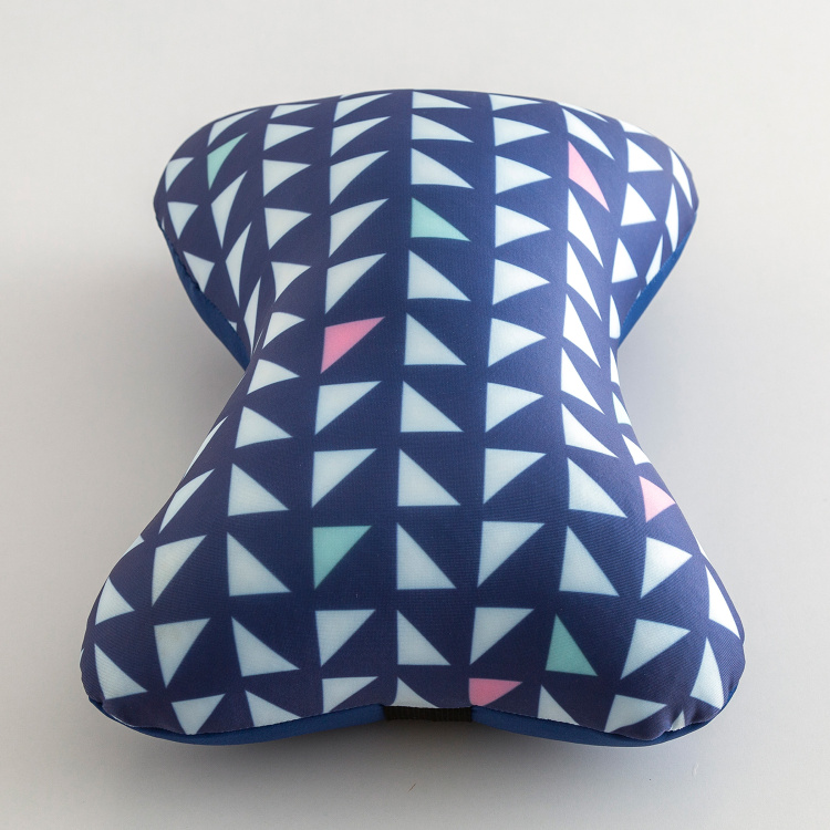 Travel Hexa Geometric Polyester Bone Pillow  : 27 cm x 18 cm Multicolour